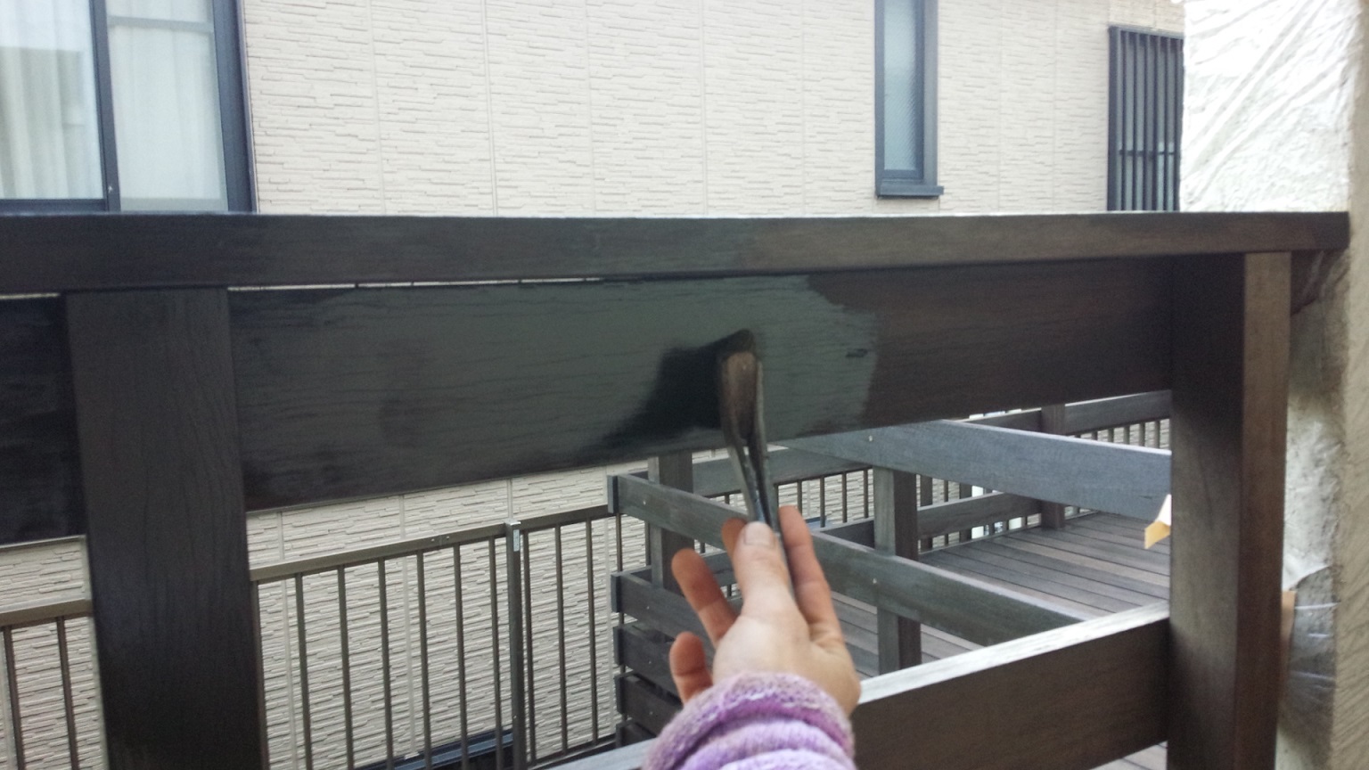 ウッドデッキ塗装 ステンプルーフ塗布